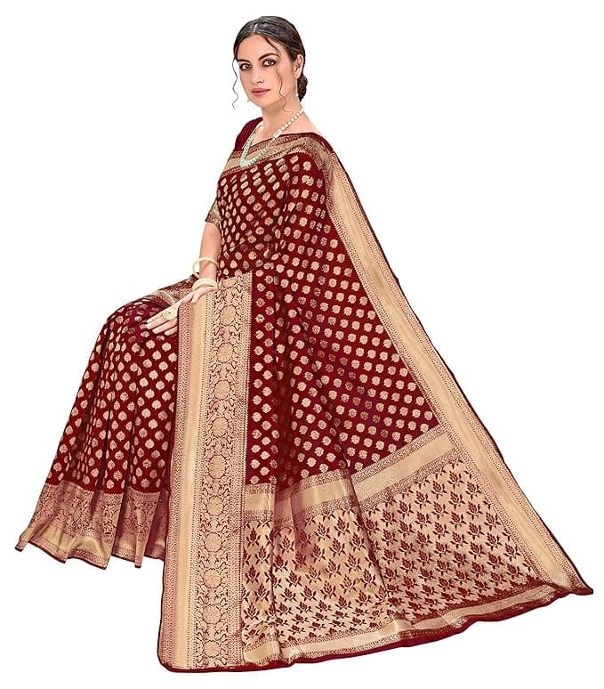 Woman wearing a maroon party wear ethnic kurta style by Nishtha Chadda