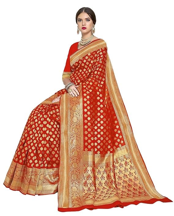 Woman wearing a red party wear ethnic kurta style by Nishtha Chadda