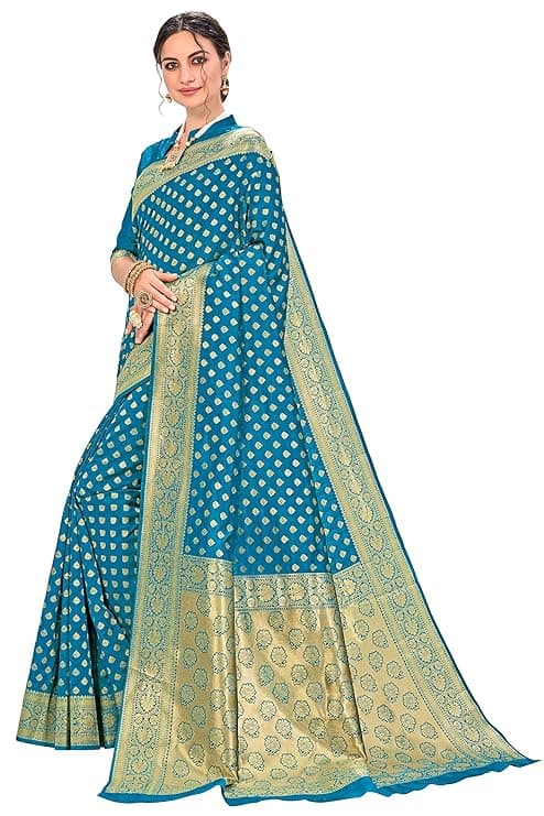 Woman wearing a teal party wear ethnic kurta style by Nishtha Chadda