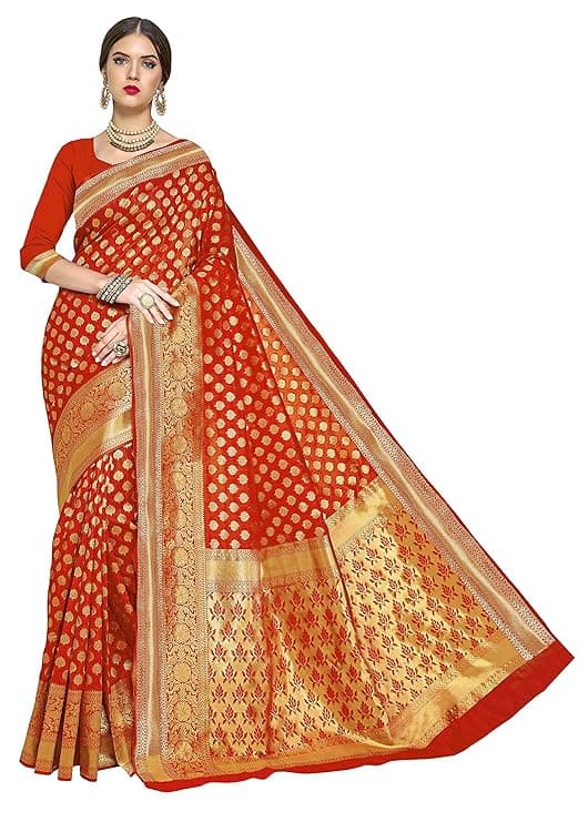 Woman wearing a red party wear ethnic kurta style by Nishtha Chadda