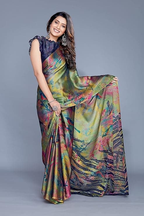 Woman wearing a olive party wear ethnic kurta style by Nishtha Chadda
