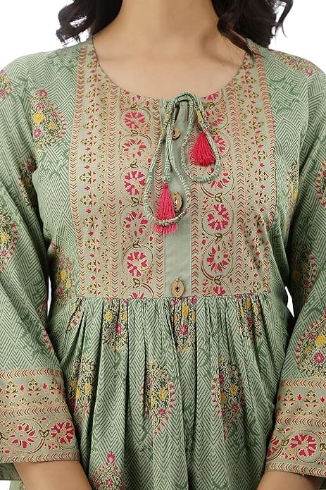 Woman wearing a grey indian kurti for women by Nishtha Chadda