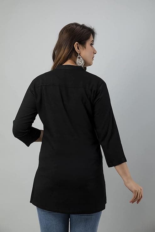Black Short Kurti Tunic Top